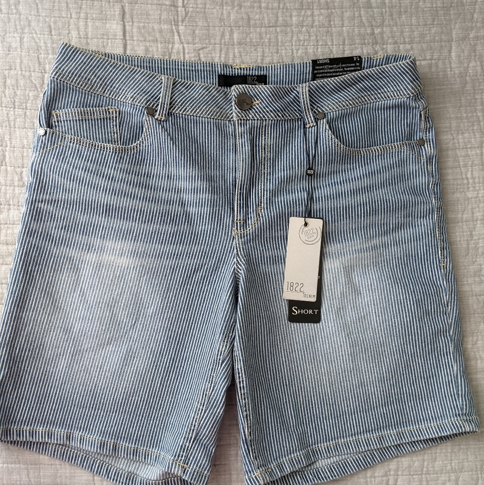 Denim striped shorts size 14